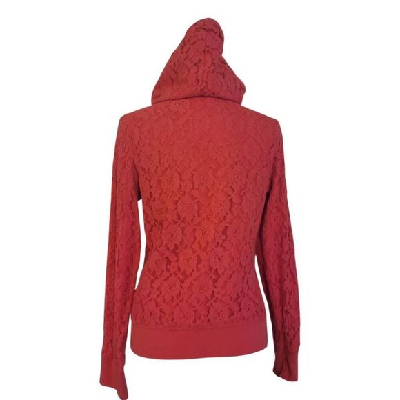Aéropostale Pink Lace Hoodie Sweatshirt Lightweight Jacket - Picture 9 of 12